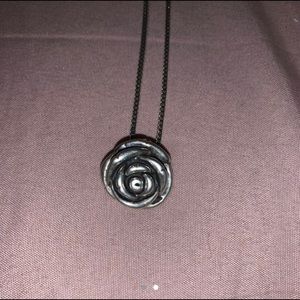 Silver rose necklace